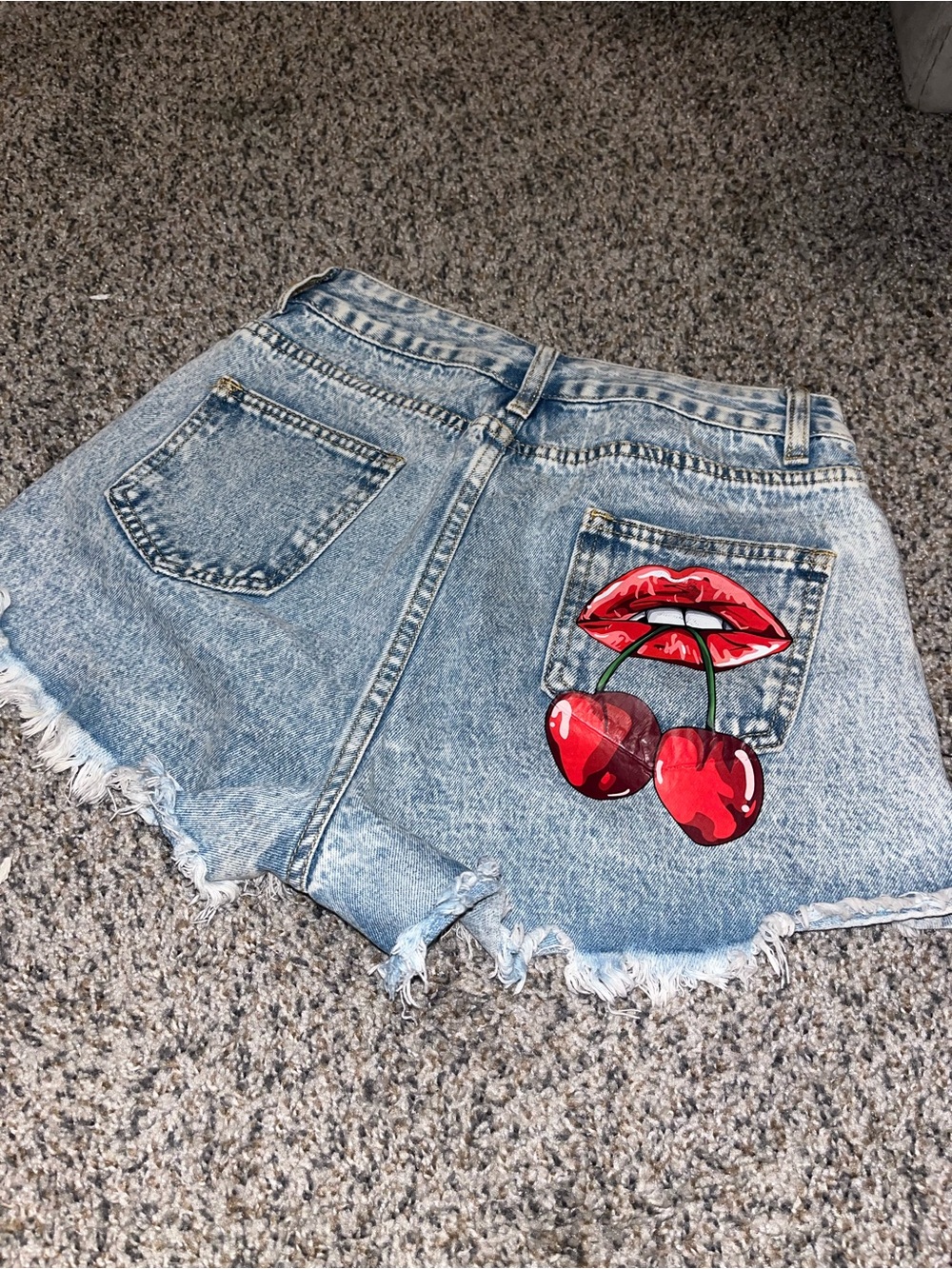 High-Rise Distressed Light Blue Denim Shorts for Women